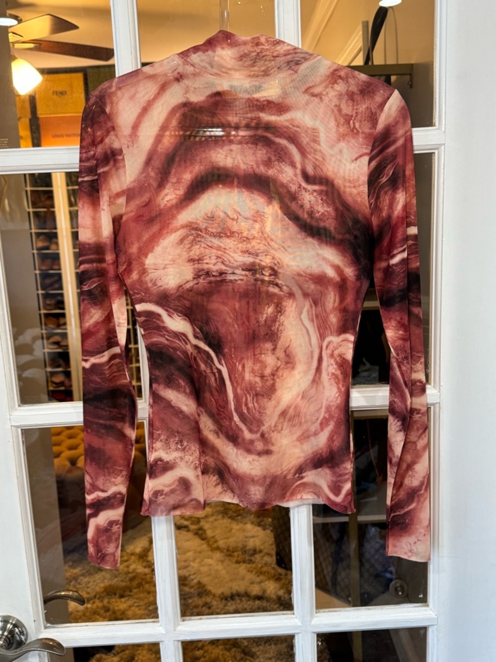 🍂🍦 Nordstrom Sunset Swirl Sheer Top in Rust and Cream 🍦🍂 - Picture 4 of 4